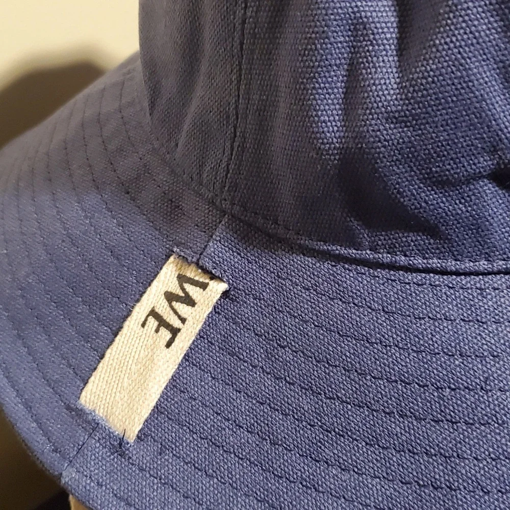 Loewe Navy Canvas Bucket Hat with Black Logo Patch